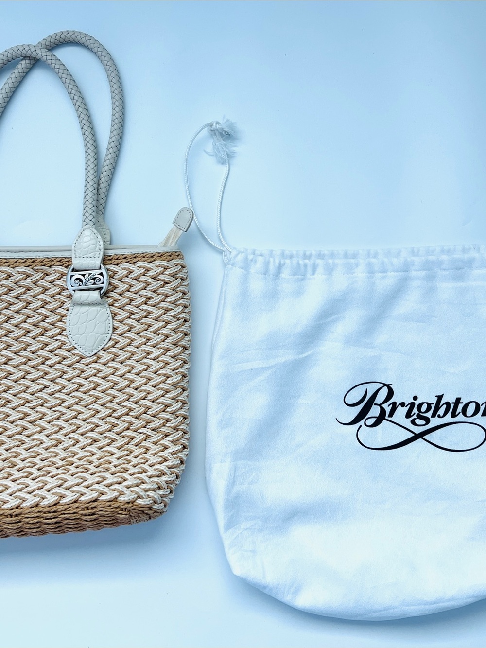 Brighton Eva Straw Tote Sand-Pearl Used for 1 weekend! EUC! - Picture 2 of 9